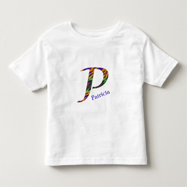 Krawatte-Farbmuster Bright Retro Letter P Monogram Kleinkind T-shirt (Vorderseite)