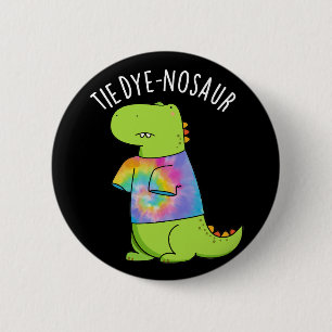 Krawatte-Farbstoff-Nosaur Funny Dinosaur Pun Dark Button