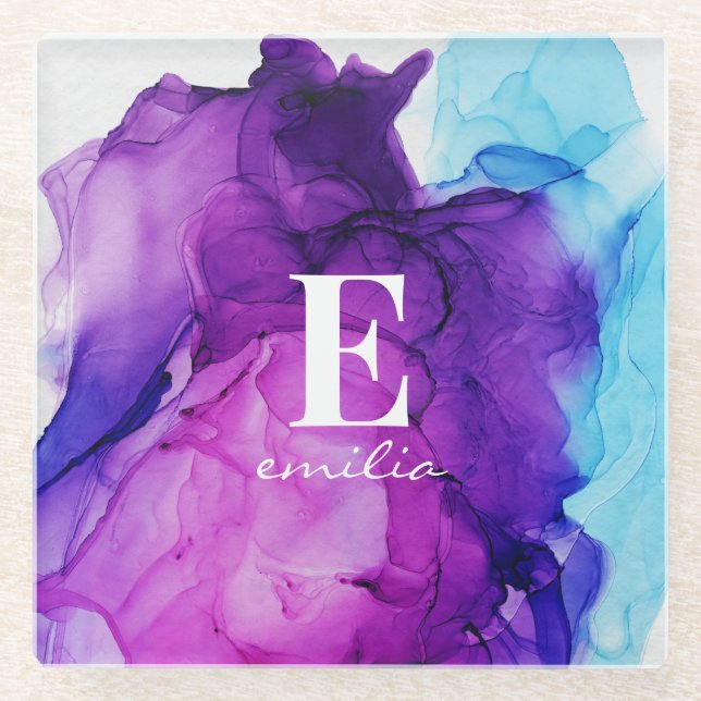 Krawatte-Farbstoff rosa, modern chic, kundenspezif Glasuntersetzer (Vorderseite)