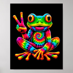 Krawatte-Färbung Frog Peace Sign Hippie Poster