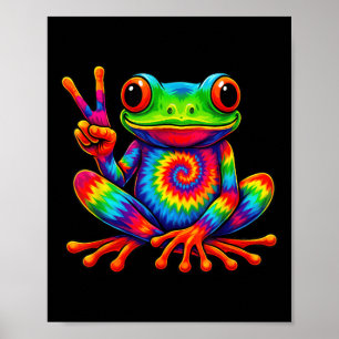 Krawatte-Färbung Frog Peace Signie Hippie for Men  Poster