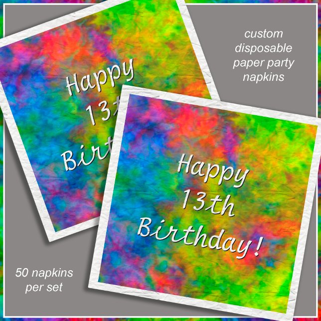[Krawatte-Färbung] Psychedelisches Rainbow-Farbpap Serviette (Customize the text for your event. )