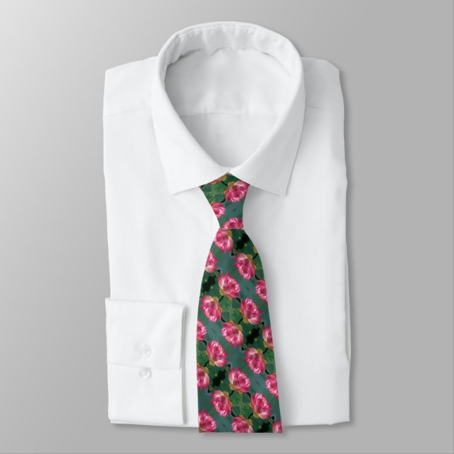 Krawatte für Männer Rosa Lotus Sm Print (Gebunden)