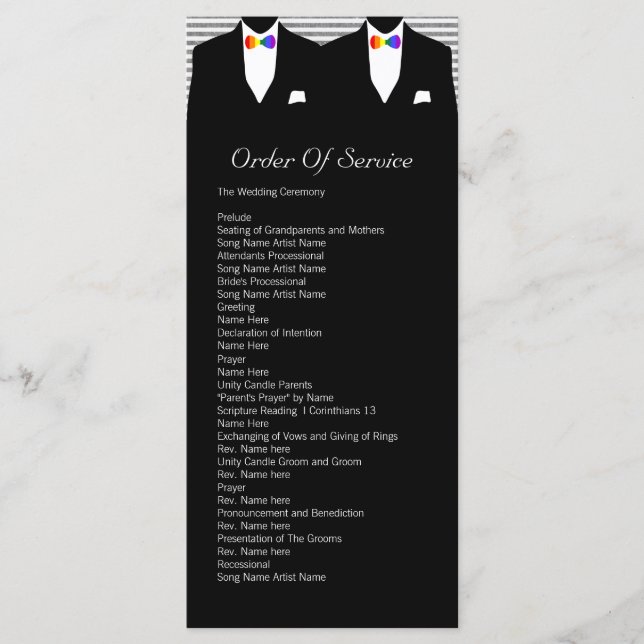 Krawatte Gay Wedding Service Order Programm (Vorderseite)