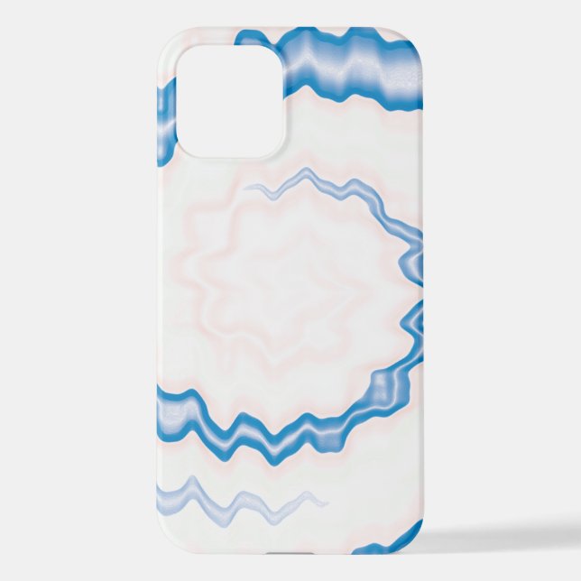 Krawatte gefärbt groovy funky Retro Swirl blau wei iPhone Hülle (Rückseite)