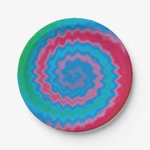 Krawatte gefärbt groovy funky Retro-Swirl-Muster  Pappteller