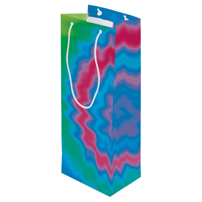 Krawatte gefärbt groovy funky Retrowirl cool Geschenktüte Für Weinflaschen (Rückseite Schrägansicht)