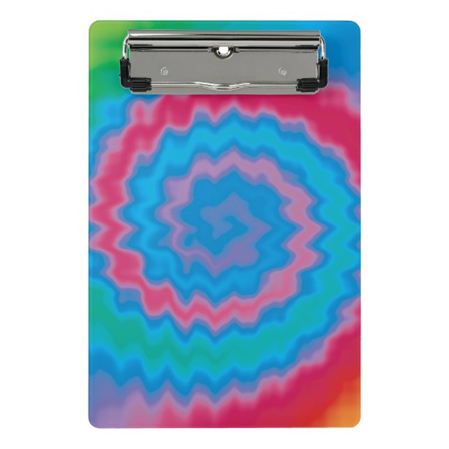 Krawatte gefärbt groovy funky Retrowirl cool Mini Klemmbrett (Vorderseite)