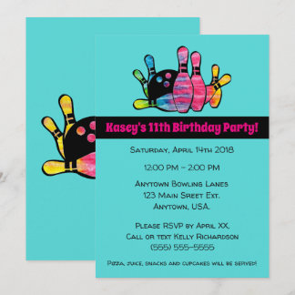 Krawatte gefärbte Bowlings-Buttone mit aquamarinem Einladung