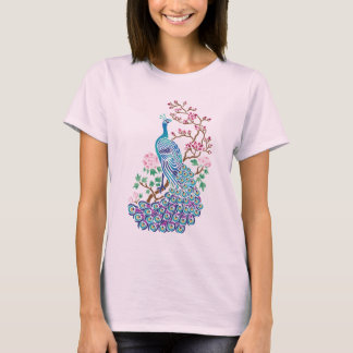 Krawatte-Gefärbter Pfau u. Blumen-T - Shirt