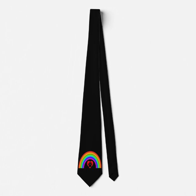Krawatte Herz mit Pfote unter einem Regenbogen (Vorderseite)