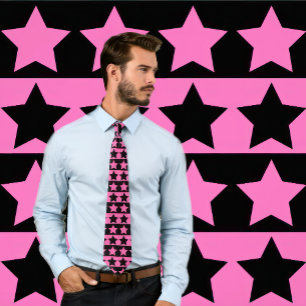 Krawatte in Rosa und Schwarz (Sternmuster)