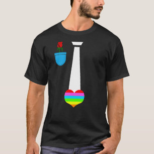 Krawatte Kostüm Regenbogen Herzromantik Rose Valen T-Shirt