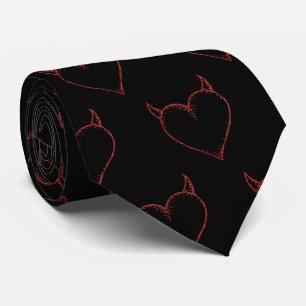 Krawatte "Men's Red and Black Horned Heart"