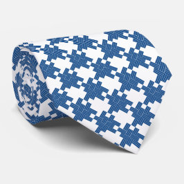 Krawatte mit blauen und weißen Hahnentrittmustern
