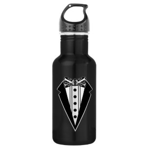 Krawatte mit schwarzem und weißem Bow mit Tux Edelstahlflasche