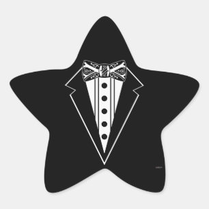 Krawatte mit schwarzem und weißem Bow mit Tux Stern-Aufkleber