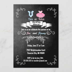 Krawatte oder Tutus Gender Reveve Invitation Baby Einladung
