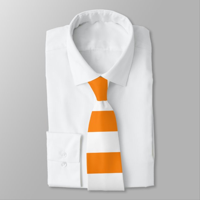 Krawatte Orange und Weiß Streifen (Gebunden)