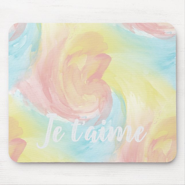Krawatte Retro Pastel Painterly Wasserfarbe in Lie Mousepad (Vorne)