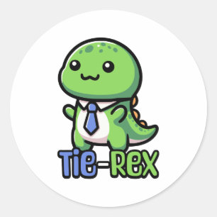 Krawatte Rex! Niedliche Krawatte mit Dinosaurierpu Runder Aufkleber