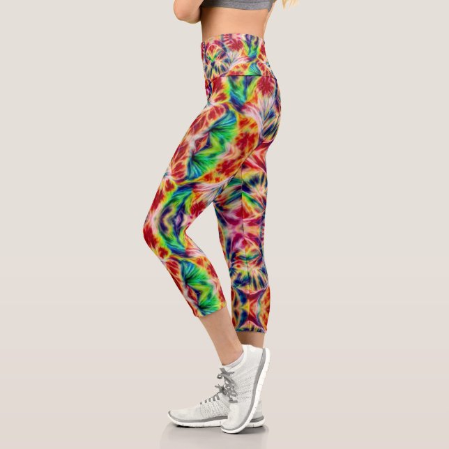 Krawatte Rot Gelb Capri Leggings (Links)
