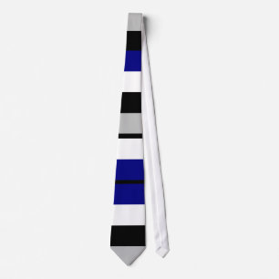 Krawatte Schwarz/Grau/Blau/Weiß Streifen