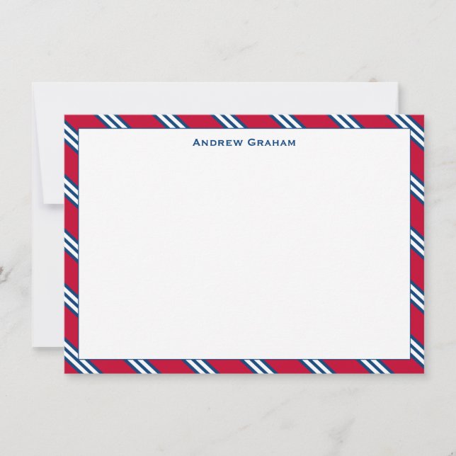 Krawatte Strip Red and Navy Note Card Mitteilungskarte (Vorderseite)