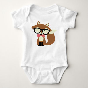Krawatte und Brille Hipster Brown Fox Baby Strampler