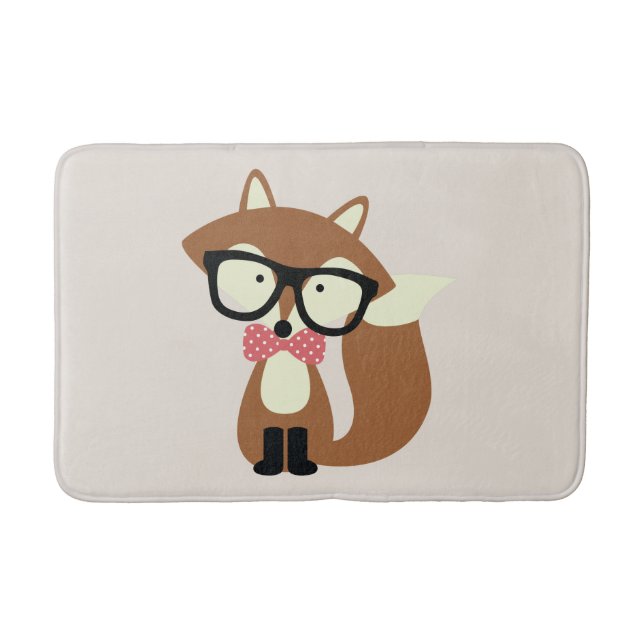 Krawatte und Brille Hipster Brown Fox Badematte (Vorderseite)