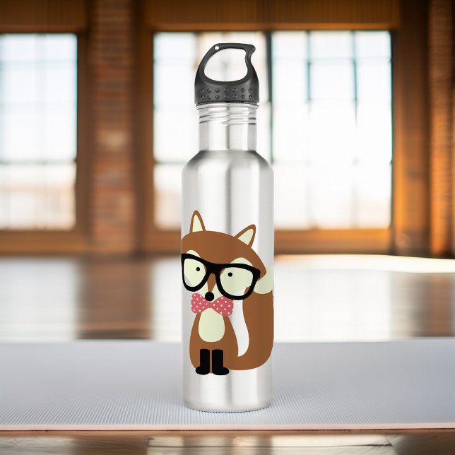 Krawatte und Brille Hipster Brown Fox Edelstahlflasche (Von Creator hochgeladen)