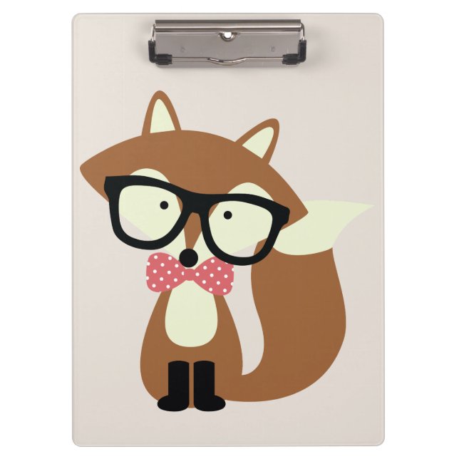Krawatte und Brille Hipster Brown Fox Klemmbrett (Vorderseite)