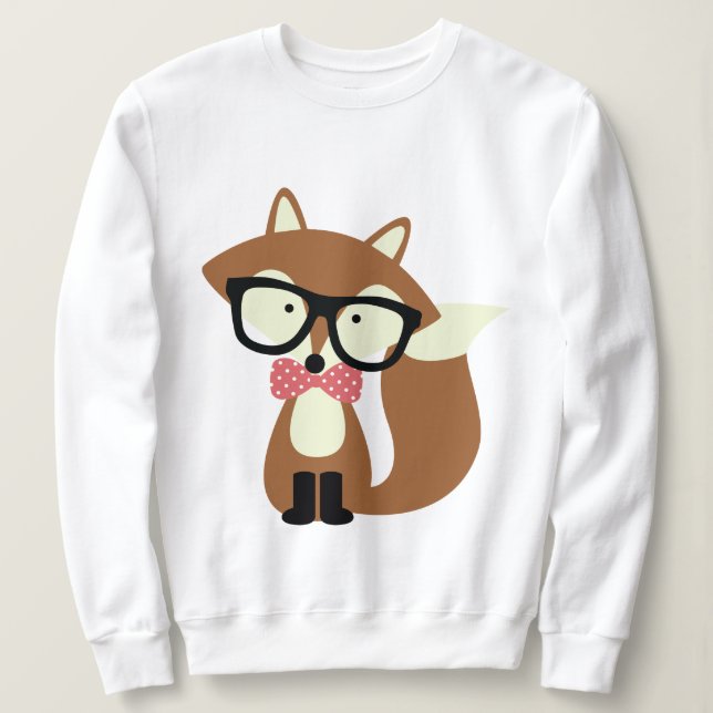 Krawatte und Brille Hipster Brown Fox Sweatshirt (Design vorne)