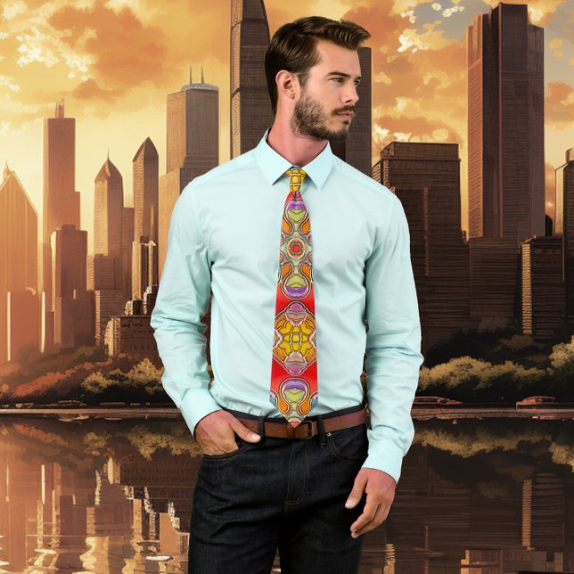 Krawatte von kunstlerischen Bleiglasfantasien (Tie with a colorful artistic design inspired by leaded glass. For Christmas or other occasions)