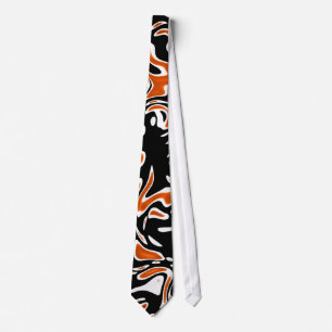 Krawatte Zizzago Schwarz Orange Kleckse