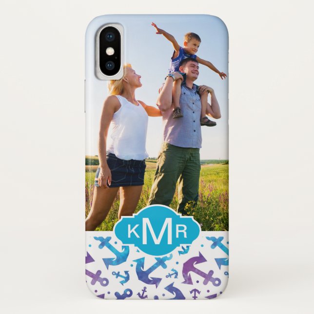 Krawatten-Anker-Muster | Ihr Foto u. Monogramm Case-Mate iPhone Hülle (Rückseite)