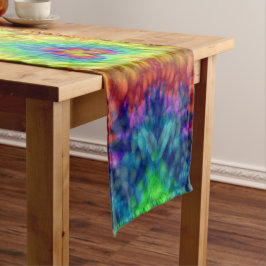 Krawatten-Himmel-Vintages Fraktal-Kaleidoskop Kurzer Tischläufer