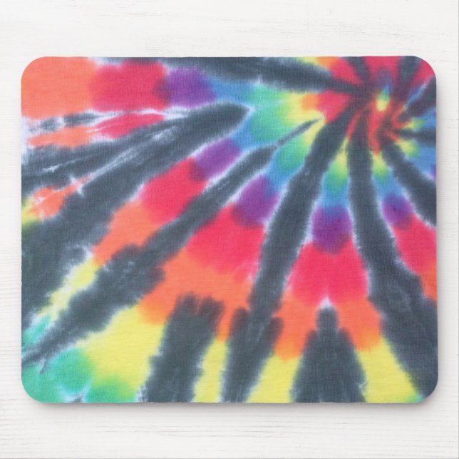 Krawatten-Mausunterlage-Schwarz-Regenbogen-Spirale Mousepad (Vorne)