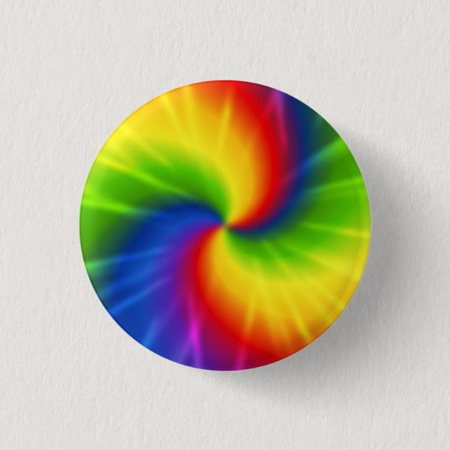 Krawatten-Regenbogen-Muster Button (Vorderseite)