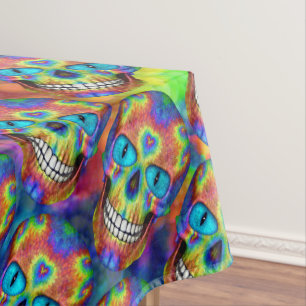 Krawatten-tote Zombie-Schädel-Baumwolltischdecke Tischdecke