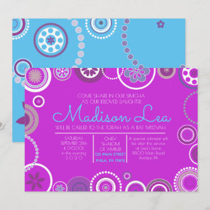 KRAZY POLKA DOT Bat Mitzvah Einladung Denim