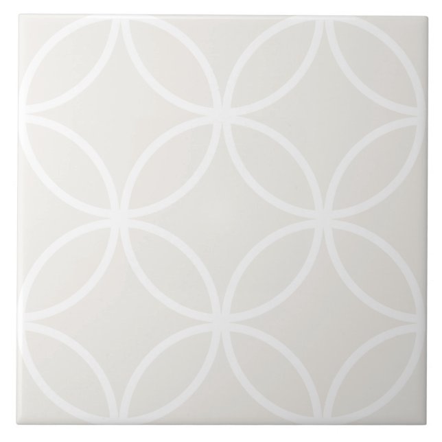 Kreamgree und weiße Blütenblätter kreisförmig Fliese (Vorderseite)