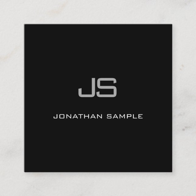 Kreativ Modernes Monogramm Schwarz-weiß einfach Sc Quadratische Visitenkarte (Vorderseite)