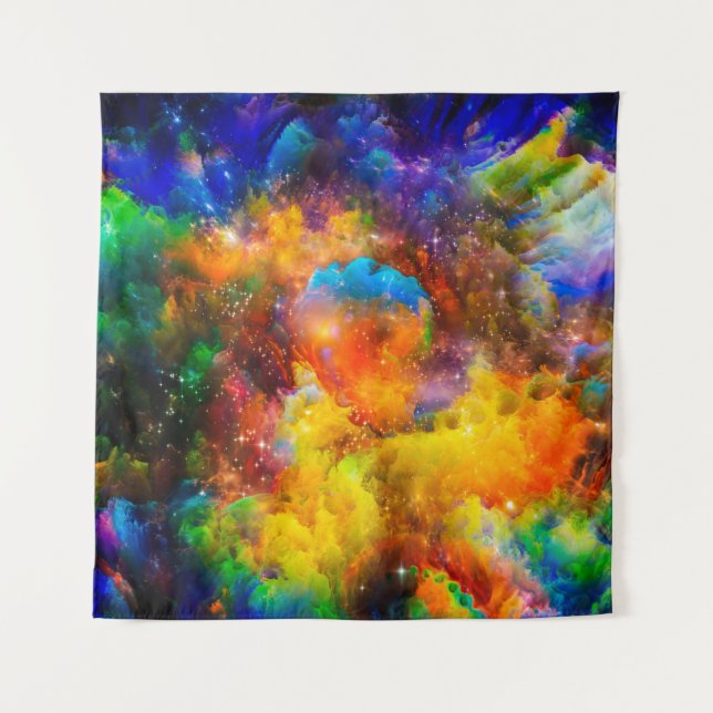 Kreative Anordnung der Fraktal-Elemente, Beleuchtu Wandteppich (Vorderseite)