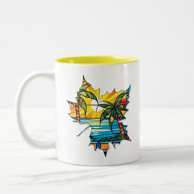 Kreative Blatt-Tasse für Kaffee oder Tee Zweifarbige Tasse (Links)
