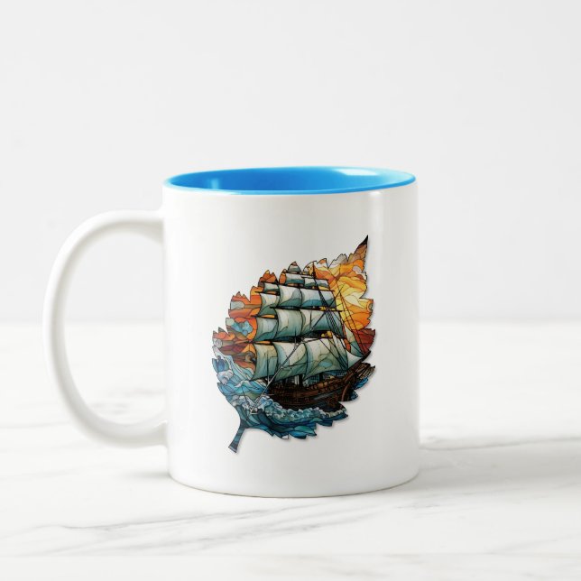 Kreative Blatt-Tasse für Kaffee oder Tee Zweifarbige Tasse (Links)