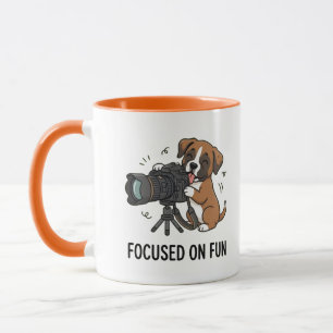 Kreative Boxer-Welpen-Kamera Orange Kaffee Tee Zei Tasse