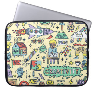 Kreative Doodles: Set Spaß Laptopschutzhülle