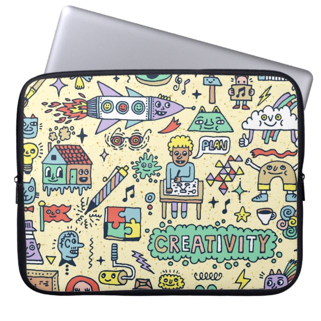 Kreative Doodles: Set Spaß Laptopschutzhülle (Vorderseite)