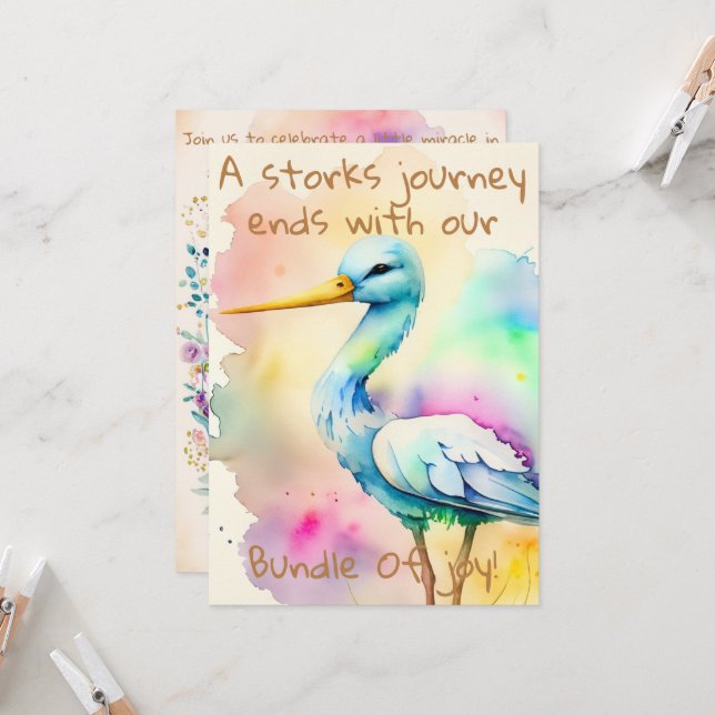 Kreative, einzigartige Einladungen für Babyduschen (Vorderseite/Rückseite Beispiel)